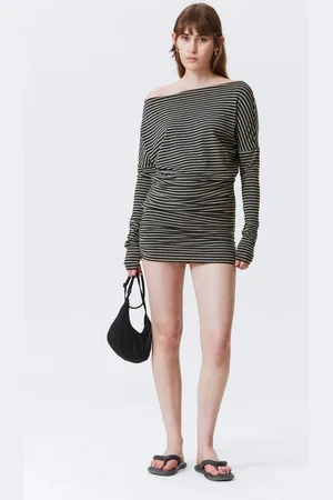 Weekday Drapiertes, asymmetrisches Langarm-Minikleid