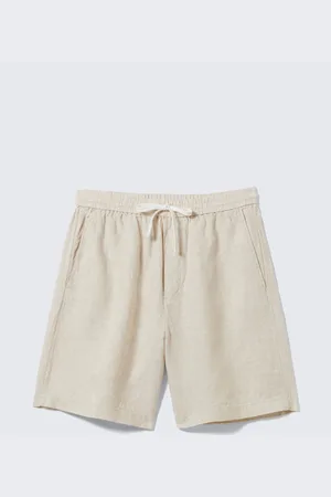 Weekday Locker geschnittene Leinenshorts mit Kordelzug