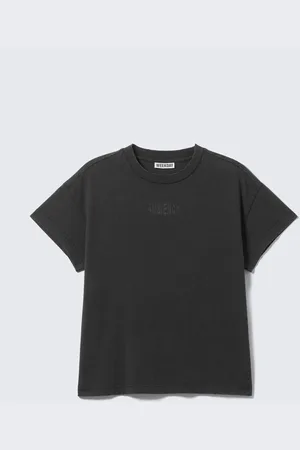 Weekday Boxy Baumwoll-T-Shirt mit Grafik und Flügelärmeln