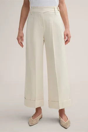 Windsor Baumwolltwill-Culotte-Hose mit Bundfalte in Offwhite