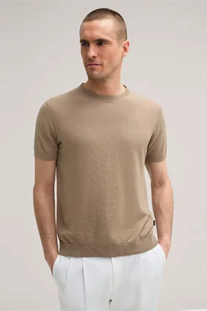 Windsor Leinenmix-Strick-Shirt Lindo mit Baumwolle in Taupe