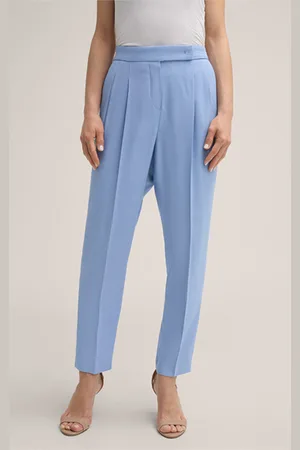 Windsor Panama-Viskosemix-Bundfaltenhose im Jogger-Stil in Hellblau
