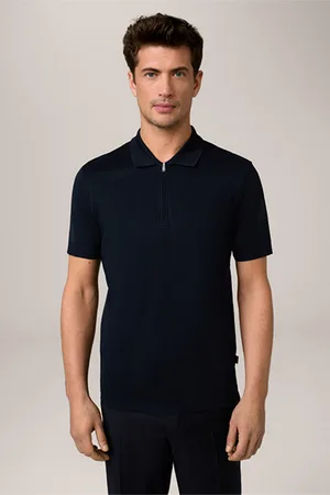 Windsor Baumwoll-Poloshirt Floro mit Zipper in Navy