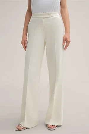 Windsor Leinenmix-Marlene-Hose mit Fischgratmuster in Offwhite