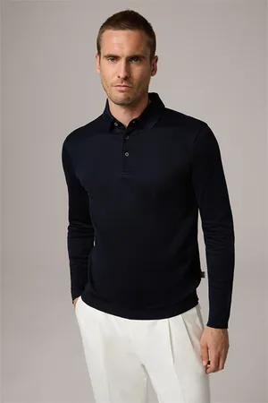 Windsor Baumwoll-Polo-Langarm-Shirt Frido in Navy