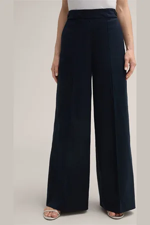 Windsor Baumwollstretch-Palazzo-Hose mit Biese in Navy