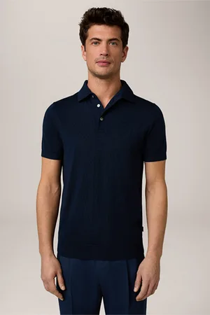Windsor Strick-Polo-Shirt Nando mit Seide und Cashmere in Navy