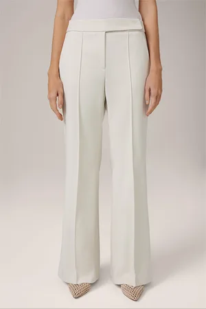 Windsor Baumwoll-Palazzo-Hose mit Biese in Ecru