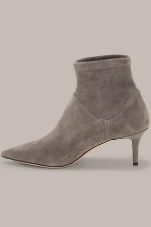Windsor Stiefelette aus Ziegenveloursleder by Unützer in Taupe