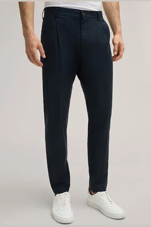 Windsor Baumwollmix-Baukasten-Hose Flomo mit Bundfalte in Navy