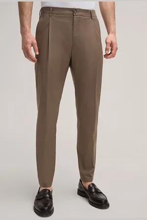 Windsor Baumwollmix-Baukasten-Hose Flomo mit Bundfalte in Taupe
