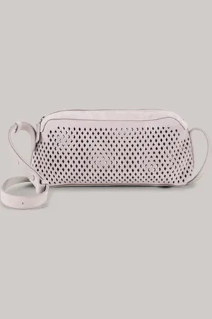 Windsor Crossbody Bag aus Rindveloursleder in Steingrau